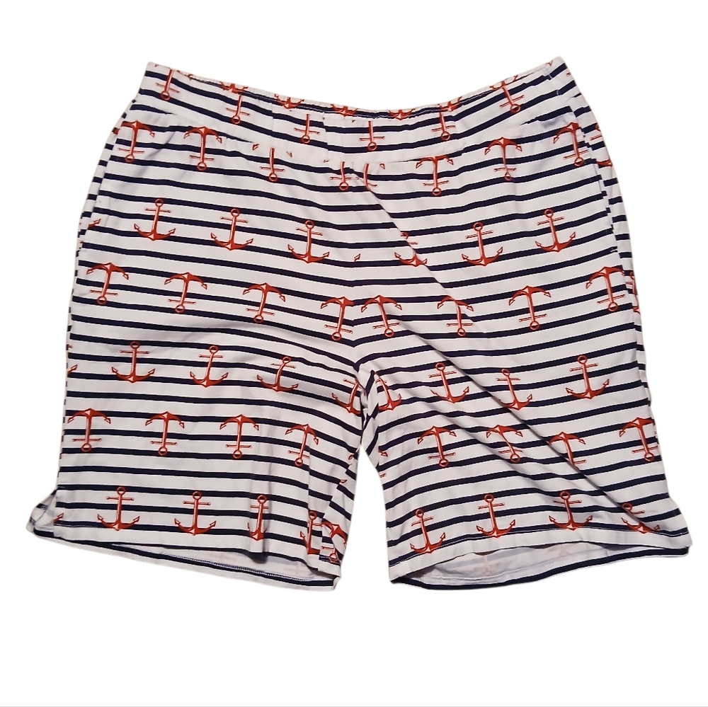 Cuddl Duds Women's Size Large Anchor Print Striped Shorts
